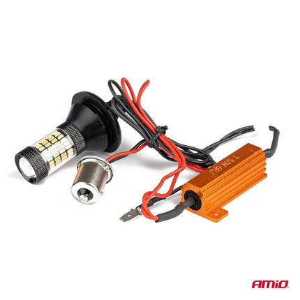 AMiO PY21W BAU15s 1156 DRL met Knipperlicht Functie 2in1 Lamp - Dagrijverlichting en Richtingaanwijzer 12V (set) - VCTparts.nl