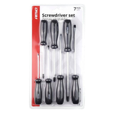 AMiO Schroevendraaier Set  7 Stuks Magnetische Kop zwart - VCTparts.nl