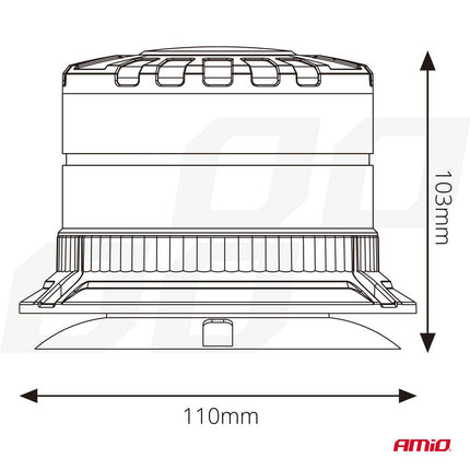 AMiO Stroboscoop Zwaailicht LED Waarschuwingslamp Heavy Duty W29M 12V 24V Oranje - VCTparts.nl