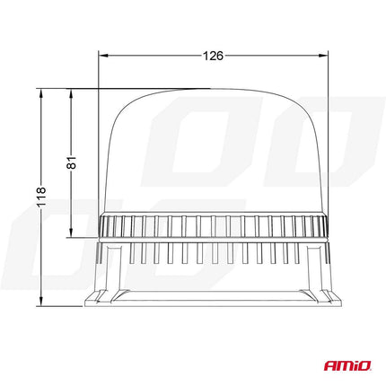 Amio -Stroboskop -Blitzlicht -Warnlampe W25B 12/24V IP66 Oranje R65 R10