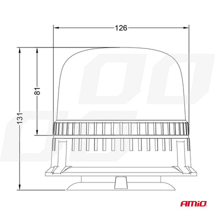 Amio -Stroboskop -Blitzlicht -Warnlampe W25M Magnetisch 12/24 V IP66 Oranje R65 R10