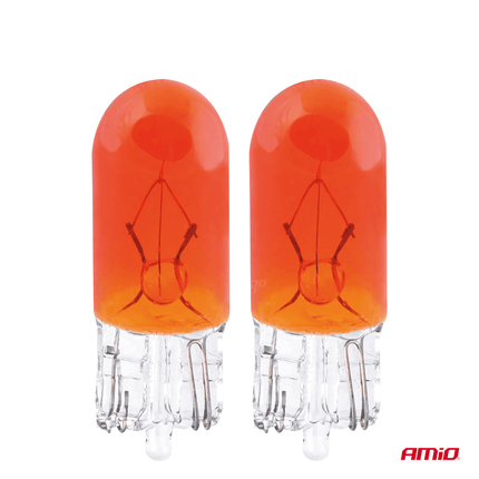 AMiO T10 Oranje Halogeen Verlichting 30 lumen W2.1x9.5d (set) [Knipperlicht - Richtingaanwijzer] - VCTparts.nl