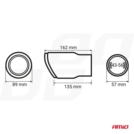 Amio Auspuff End Schalldämpfer Sier Stück Edelstahl Kupplungsstück 89 mm Kohlenstoff
