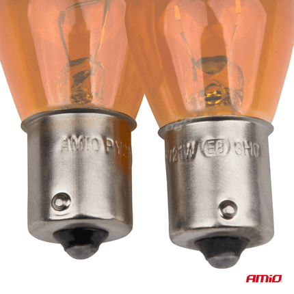 AMiO Universele Halogeen Oranje BAU15S Voor Knipperlicht P21W (12V) (Set) - VCTparts.nl