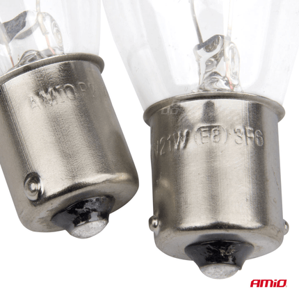 AMiO Universele Halogeen Wit BA15S Voor Dagrijverlichting P21W (12V) (Set) - VCTparts.nl