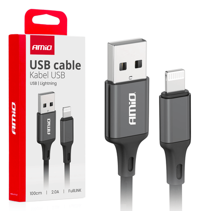 AMiO USB-A naar Lightning Kabel 2A 100cm FullLINK - Hoogwaardige Snellader Oplaadkabel Snoer - VCTparts.nl