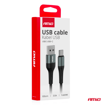 AMIO USB-A zu USB-C-Kabel 3A 100 cm Fulllink-hohe Qualität schnelles Ladekabelkabel