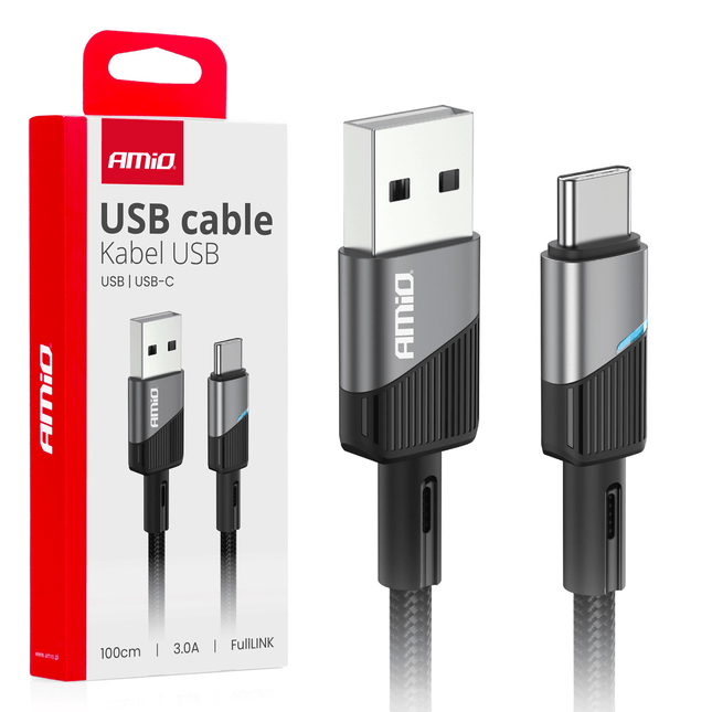 AMiO USB-A naar USB-C Kabel 3A 100cm FullLINK Premium - Hoogwaardige Snellader Oplaadkabel Snoer - VCTparts.nl