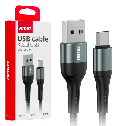 AMiO USB-A naar USB-C Kabel 3A 200cm FullLINK - Hoogwaardige Snellader Oplaadkabel Snoer - VCTparts.nl