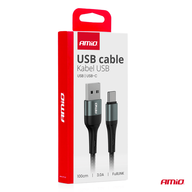 AMiO USB-A naar USB-C Kabel 3A 200cm FullLINK - Hoogwaardige Snellader Oplaadkabel Snoer - VCTparts.nl