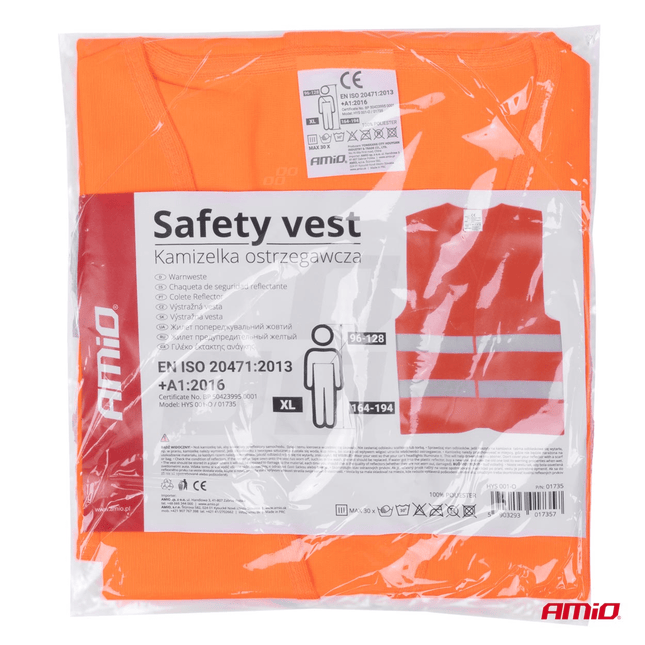 AMiO Veiligheidsvest Oranje SV-01 Reflecterend Hesje met ISO Certificaat (120gr/m) - VCTparts.nl