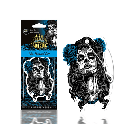 AROMA CAR AROMA Dia de los Muertos Auto Luchtverfrisser Stoere Schedel - Blue Diamond Girl - VCTparts.nl