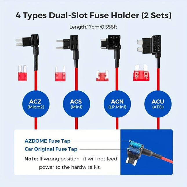 AZDome Auto Dashcam Continue Voeding Hardwire Kabel Voeding Micro USB [3.5M 12v/24v] - VCTparts.nl