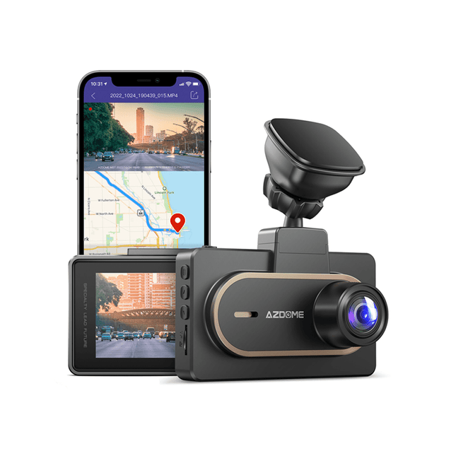 Azdome Dashcam M27 2K 1440p WiFi GPS Auto Video Recorder Schwarz