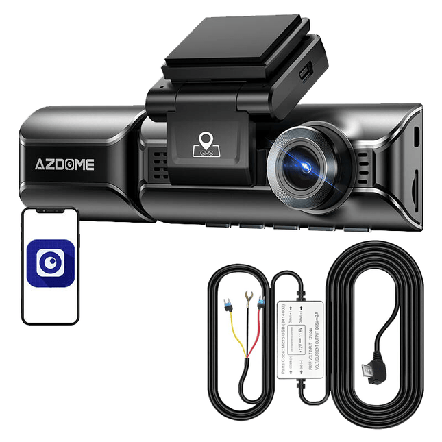 AZDome Dashcam M550 4K 1260P 3CH Wifi Auto Video Recorder met Achter Camera + Continue Voeding Zwart - VCTparts.nl