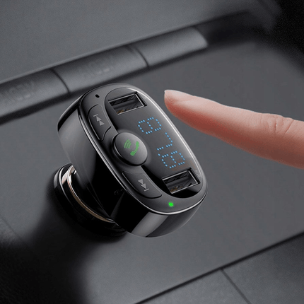 Baseus  Bluetooth Muziek FM Transmitter en Dubbele USB Poort S-09A Autolader Zwart - VCTparts.nl