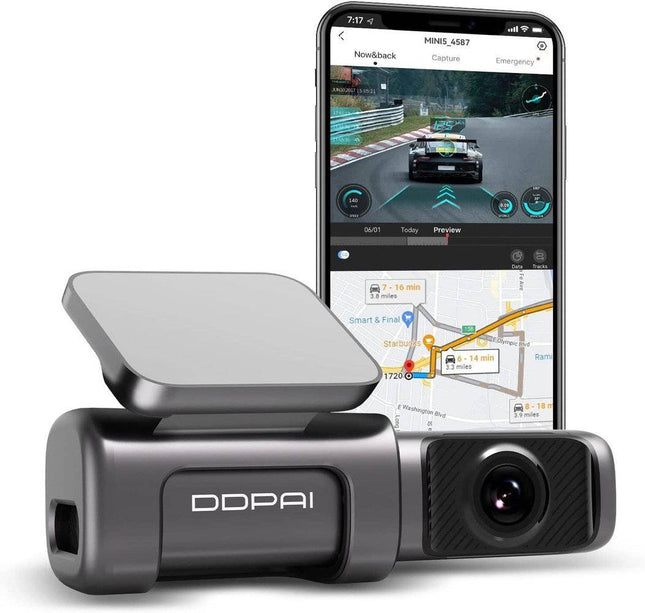 DDPAI Mini 5 Dashcam 4K 2160p HD WiFi 1ch 64 GB Video -Rekorder Schwarz