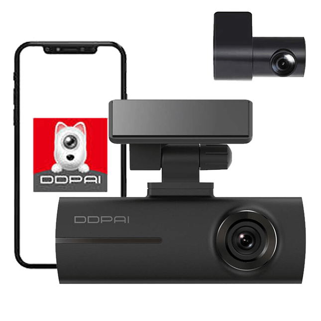 DDPAI N1 Dual Dashcam 2K 1296P 2CH HD Wifi Auto Video Recorder Zwart - VCTparts.nl