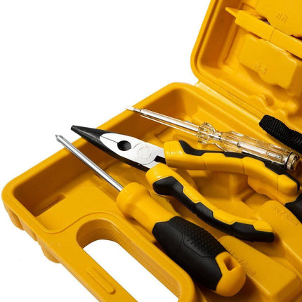 Deli 8-delige Tools Huishoudelijke Gereedschapset Koffer (EDL1008J ) Geel [Gereedschap - Deli] - VCTparts.nl