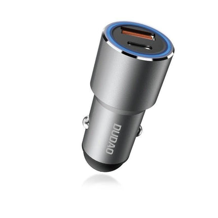 Dudao Autolader Snellader USB-A en USB-C 22.5W (QC) Contraplug Grijs - VCTparts.nl