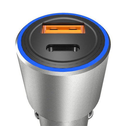 Dudao Autolader Snellader USB-A en USB-C 22.5W (QC) Contraplug Grijs - VCTparts.nl