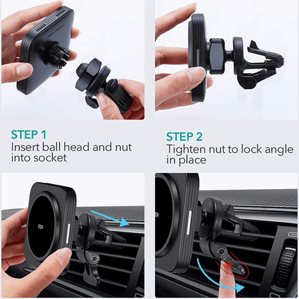 ESR HaloLock Ventilatierooster Telefoonhouder Auto met Magneet Zwart - VCTparts.nl