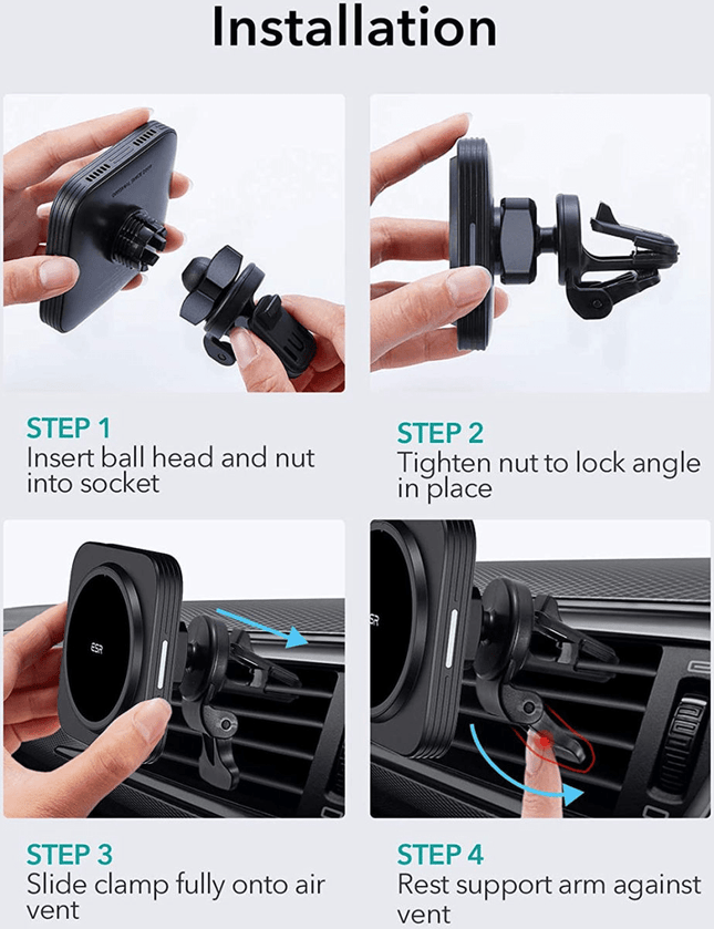 ESR HaloLock Ventilatierooster Telefoonhouder Auto met Magneet Zwart - VCTparts.nl