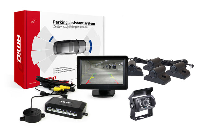 AMiO Parkeerhulpsysteem TFT01 43" met HD-501-IR 4 sensoren zwart Truck - VCTparts.nl