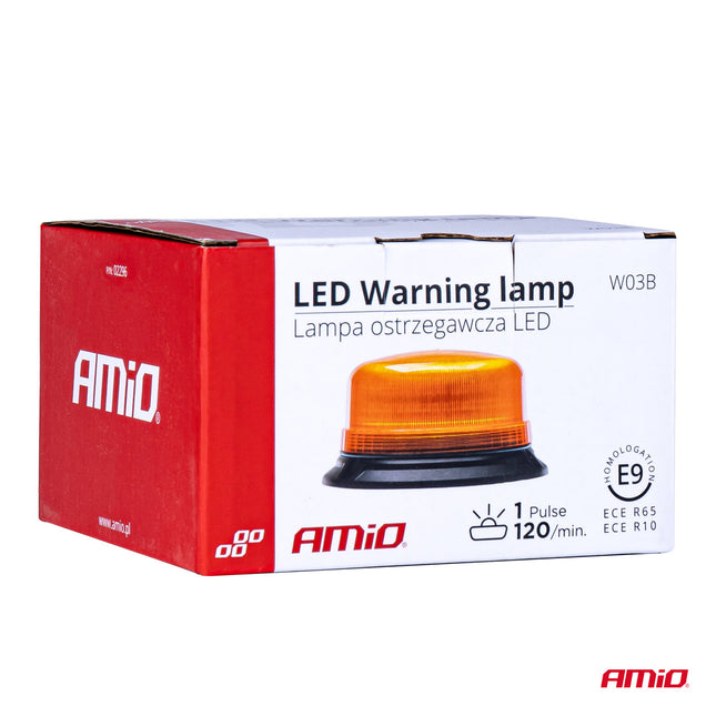 AMiO Stroboscoop Zwaailicht Waarschuwingslamp W03B 3BOLT 36LED 12/24V IP56 Oranje R65 R10 - VCTparts.nl