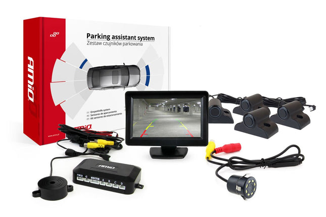 AMiO Parkeerhulpsysteem TFT01 43" met HD-308-LED 4 sensoren zwart Truck - VCTparts.nl