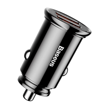 Baseus Mini Dubbele USB Autolader QC 3.0 30W Snellader Zwart - VCTparts.nl