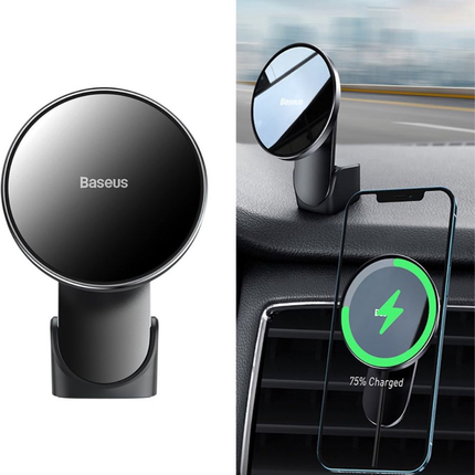 Baseus Big Energy iPhone houder MagSafe Draadloze Lader - [15W snel laden] Dashboard en Ventilatierooster - VCTparts.nl