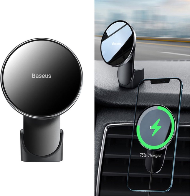 Baseus Big Energy iPhone houder MagSafe Draadloze Lader - [15W snel laden] Dashboard en Ventilatierooster - VCTparts.nl