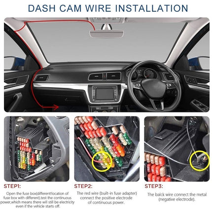 Auto Dashcam Continue Voeding Hardwire Kabel Voeding Mini USB [3.2M 12v/24v] - VCTparts.nl