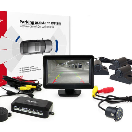 AMiO Parkeerhulpsysteem TFT01 43" met HD-308-LED 4 sensoren zwart Truck - VCTparts.nl