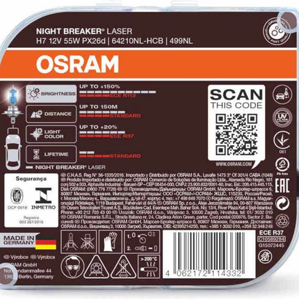 Osram H7  Night Breaker Laser 150% 3500K Halogeen - VCTparts.nl