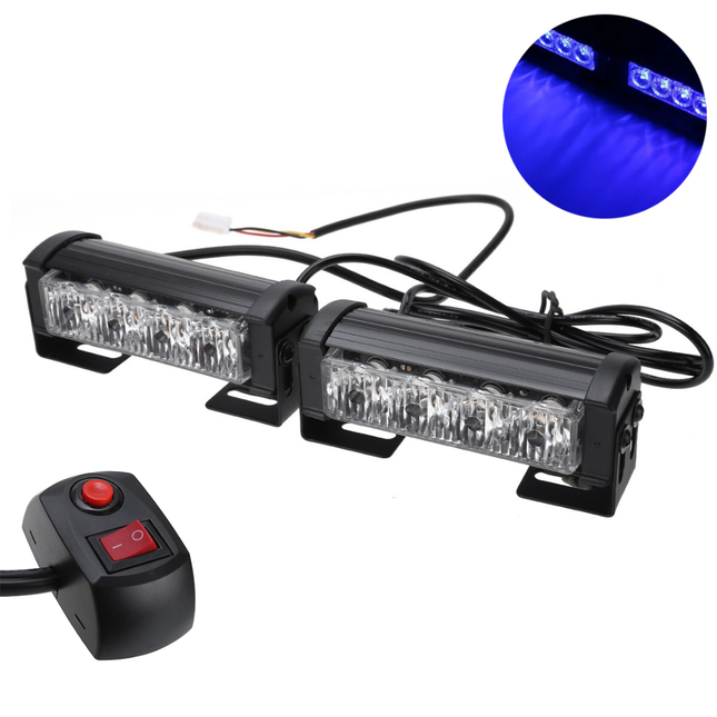 Grill Flitsers Blauw led Stroboscoop Zwaailichten [Grillflitsers - Bumperflitsers] - VCTparts.nl