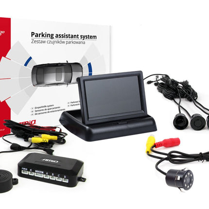 AMiO Parkeerhulpsysteem TFT02 43 inch met HD-307-IR en 4 Sensoren Zwart - VCTparts.nl