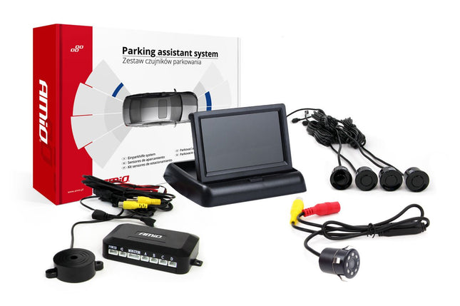 AMiO Parkeerhulpsysteem TFT02 43 inch met HD-307-IR en 4 Sensoren Zwart - VCTparts.nl