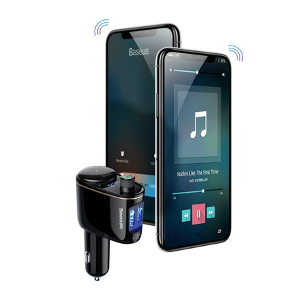 Baseus Bluetooth Muziek FM Transmitter Autolader 2x USB 3.4A Zwart - VCTparts.nl