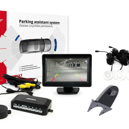 AMiO Parkeerhulpsysteem TFT01 43 inch met HD-502-IR en 4 Sensoren Wit - VCTparts.nl