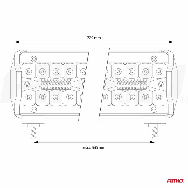 AMiO Krachtige LED Werklamp AWL30 200LED 720x74 600W COMBO 9-36V Verstraler Spot Robuust Offroad - VCTparts.nl