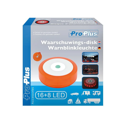 ProPlus Magnetische Waarschuwings-disk schijf 16+8 LED Oranje - VCTparts.nl