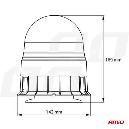 AMiO Stroboscoop Zwaailicht Waarschuwingslamp W02M Magnetisch 39LED 12/24V IP56 Oranje R65 R10 - VCTparts.nl