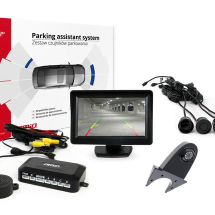 AMiO Parkeerhulpsysteem TFT01 43 inch met HD-502-IR 4 Sensoren Zwart - VCTparts.nl