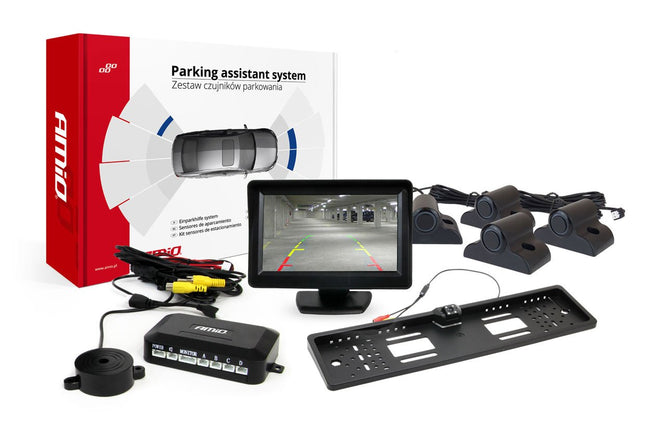 AMiO Parkeerhulpsysteem TFT01 43" met HD-402-LED 4 sensoren zwart Truck - VCTparts.nl