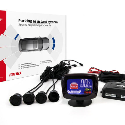 AMiO Parkeerhulpsysteem LED-GRAF 4 sensor zwart - VCTparts.nl