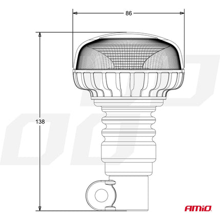 AMiO Stroboscoop Zwaailicht Waarschuwingslamp W21PL 12/24V IP56 Oranje R65 R10 - VCTparts.nl