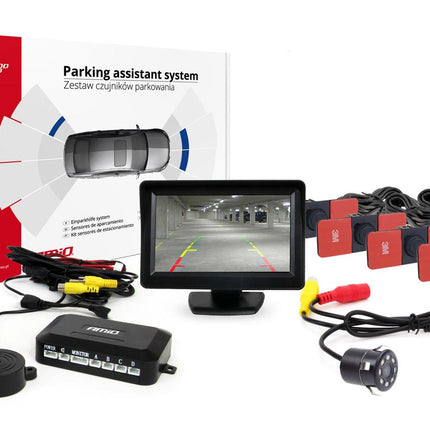 AMiO Parkeerhulpsysteem TFT01 43" met HD-307-IR 4 sensoren zwart binnenmontage - VCTparts.nl