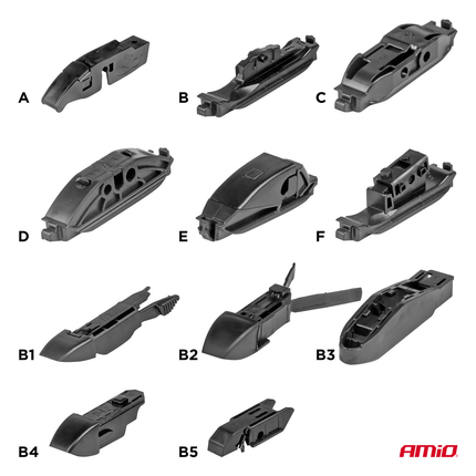 AMiO Universele Hybride Ruitenwisserblad 19" (480mm) Multiconnect  - 11 Adapters - VCTparts.nl